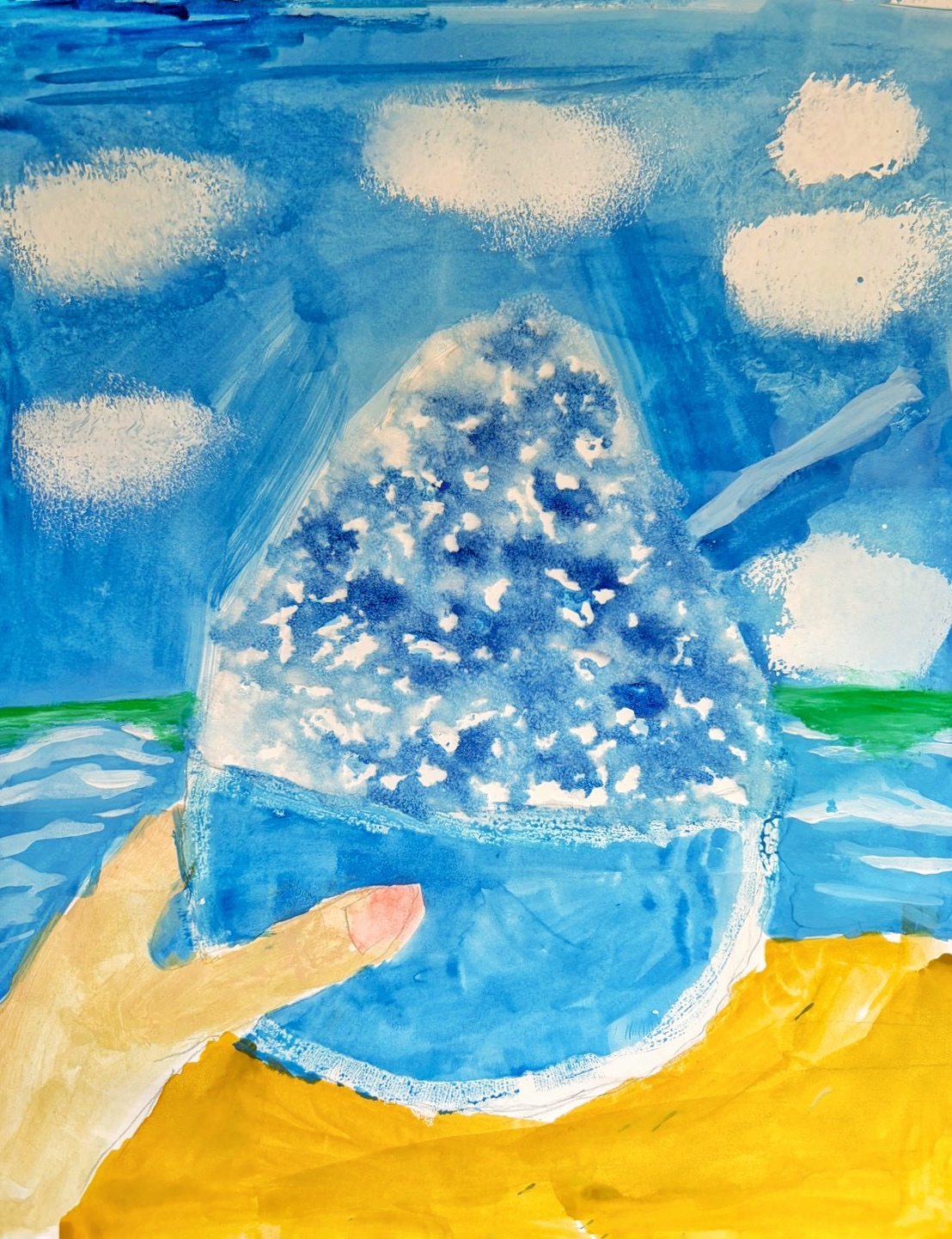 かき氷を描いた小学1年生の生徒作品